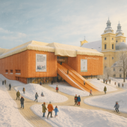 Die Kunsthalle erscheint mit flauschigen Wänden, abgehängten Decken mit mediterranen Laken und schiefen Ebenen statt Treppen in einer verschneiten Winterlandschaft. Der Grabbeplatz ist als faire Spielfläche einer Schnitzeljagd gestaltet, überall liegt Schnee. Trotz winterlicher Bedingungen ist der Zugang für alle Menschen möglich.